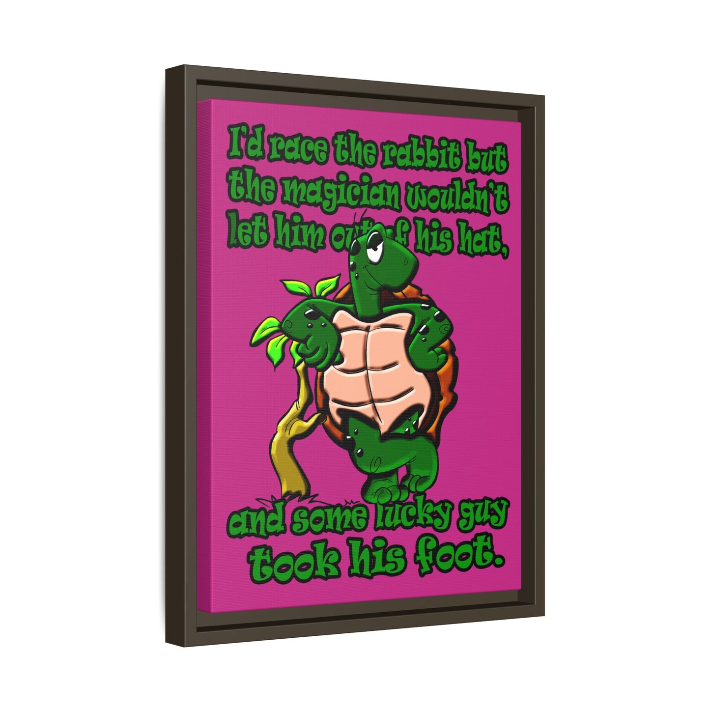 turtle race - framed canvas art (pink)