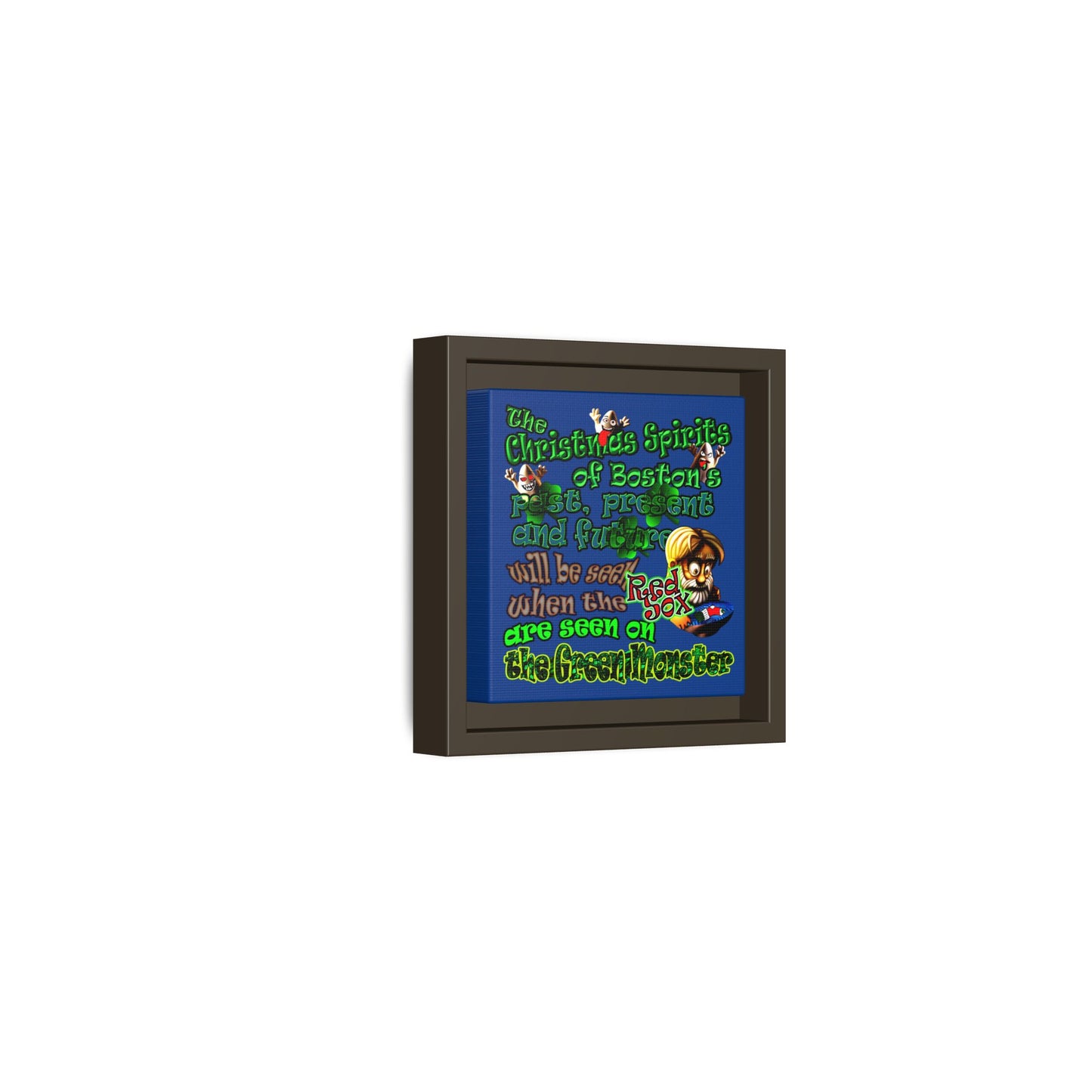 christmas spirits of boston - framed canvas art (dark blue)
