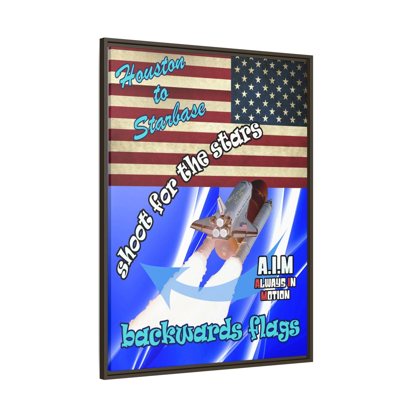 shoot for the stars - framed canvas art (blue-white wave)