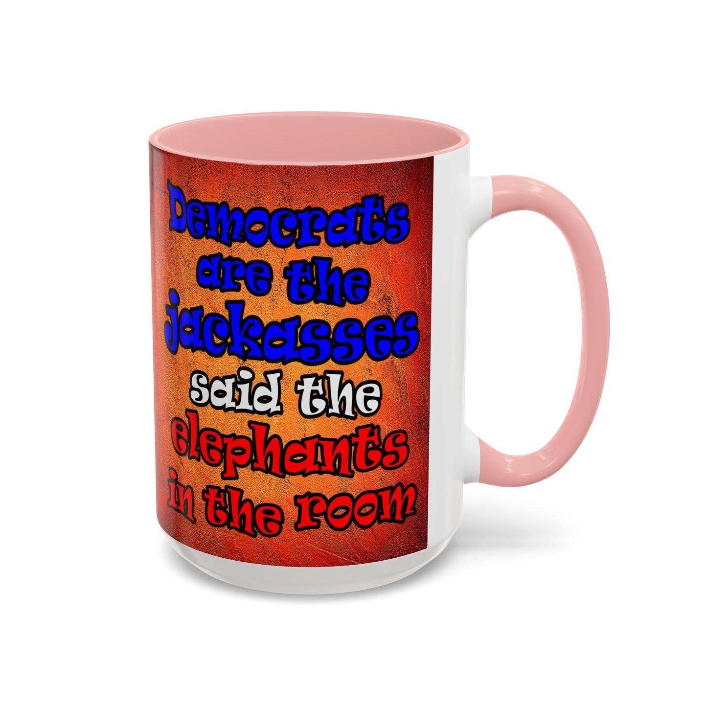 donkeys and elephants - Accent Mug (burnt orange)