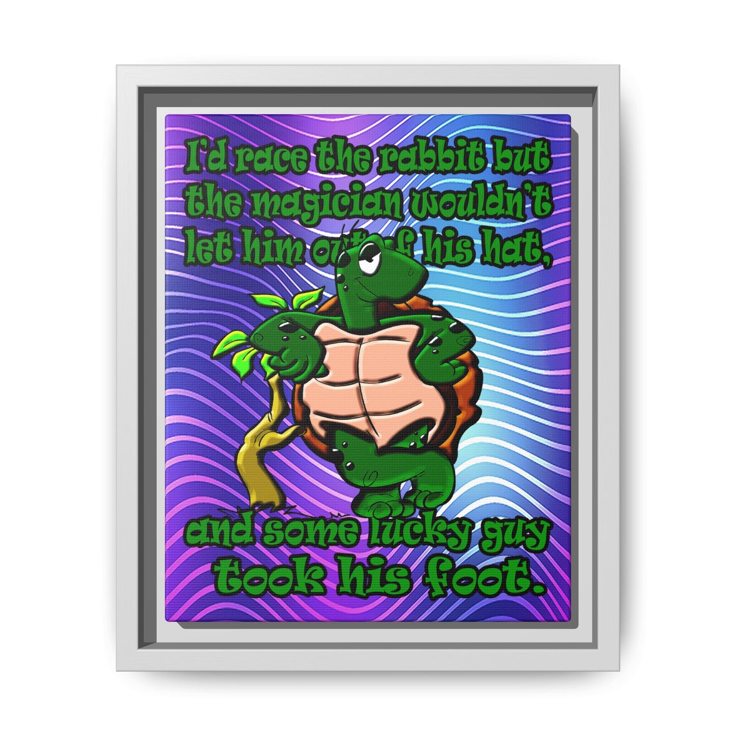 turtle race - framed canvas art (purple wave)
