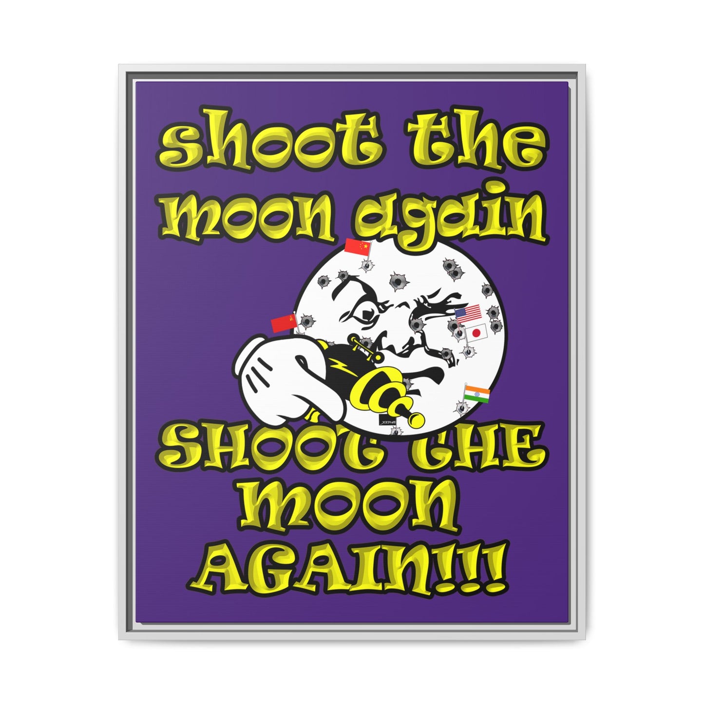 shoot the moon again - framed canvas art (purple)