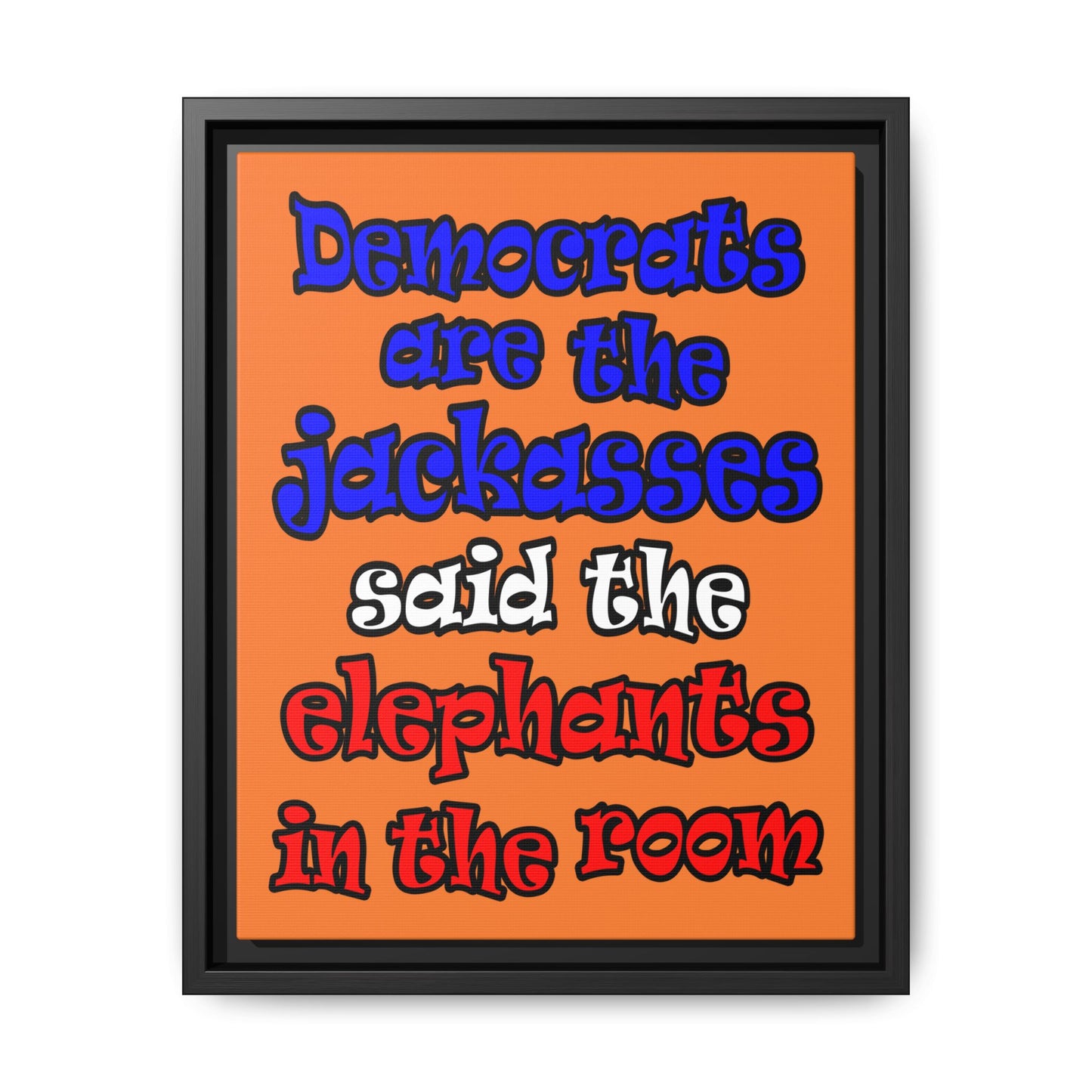 donkeys and elephants - framed canvas art (crusta)