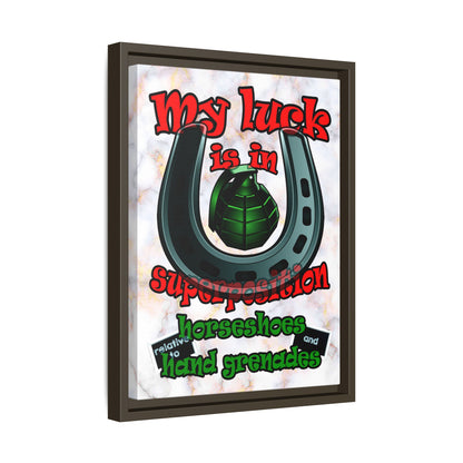 my luck - framed canvas art (white marble)