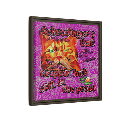 schrodinger's cat - framed canvas art (pink swirl)