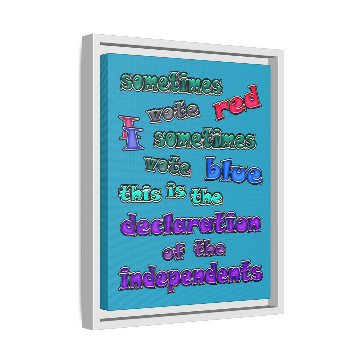declaration of the independents - framed canvas art (turquoise)