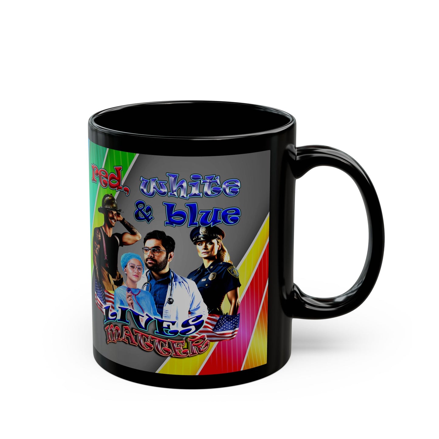 rw&b lives matter - Black Mug (rainbow split)