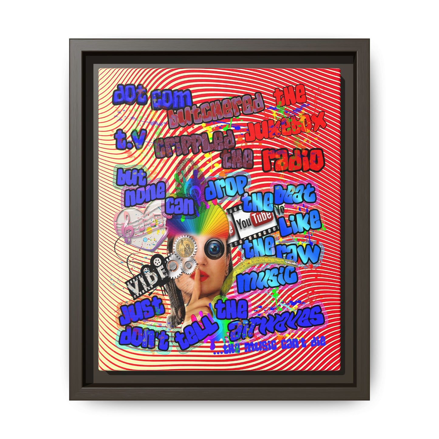 drop the beat - framed canvas art (yellow-orange wave)