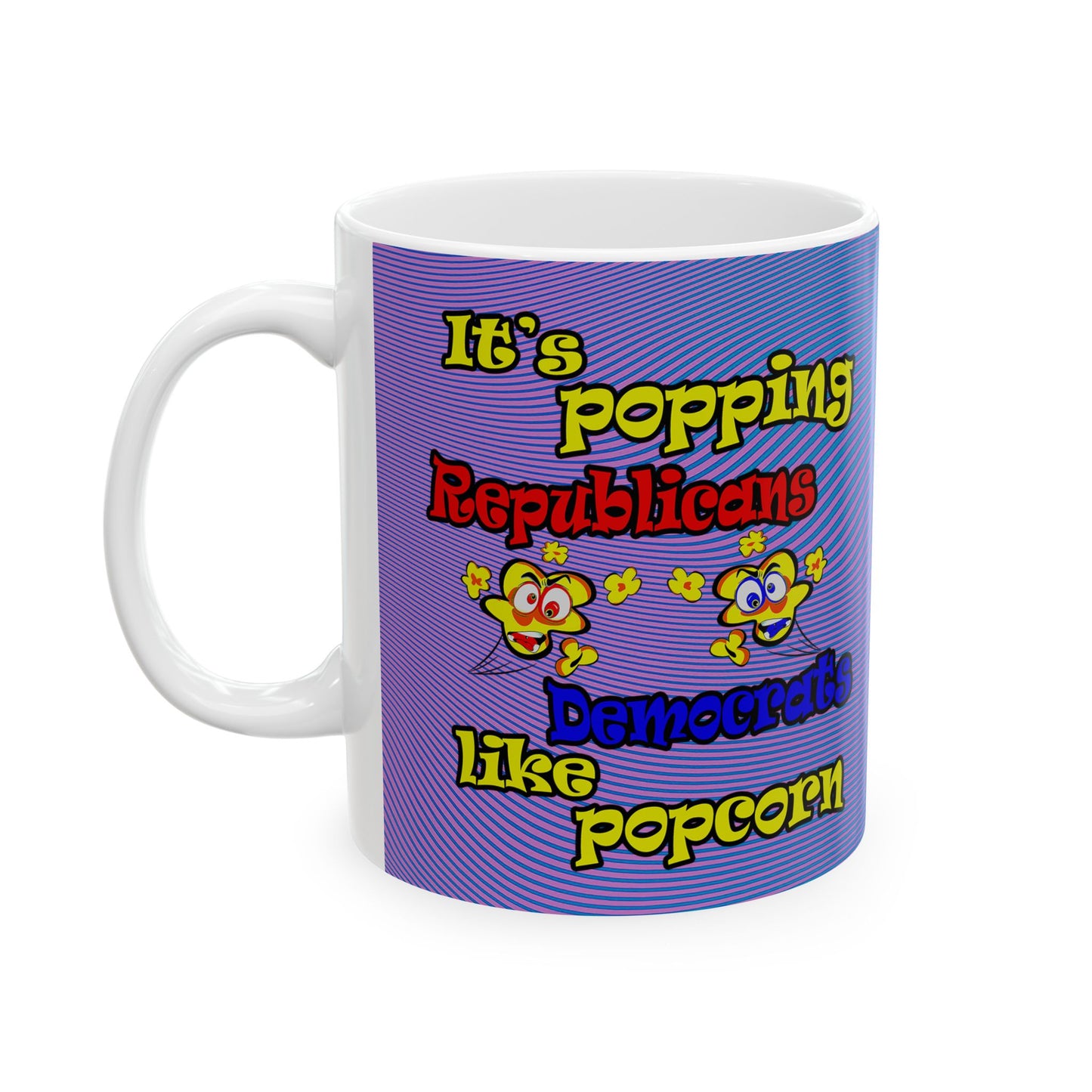 popping like popcorn - White Mug (light blue-purple wave)