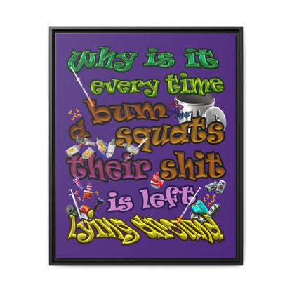 the bum's shit - framed canvas art (purple)