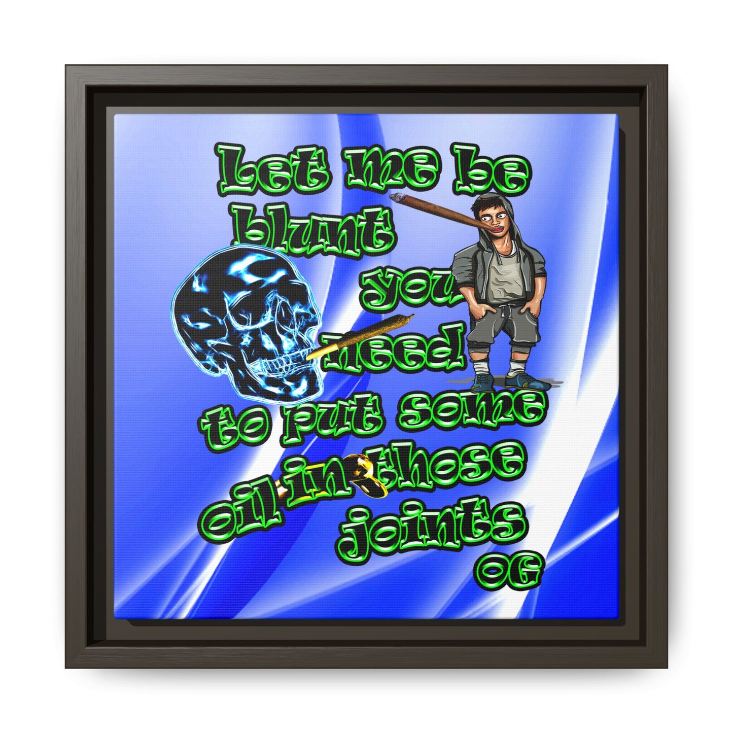 og - framed canvas art (blue-white wave)
