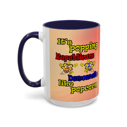 popping like popcorn - Accent Mug (yellow-orange wave)