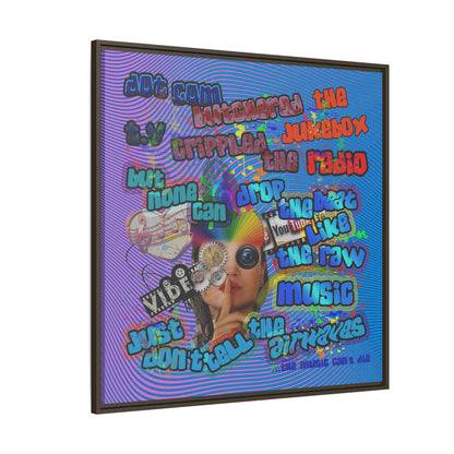 drop the beat - framed canvas art (light blue-purple wave)