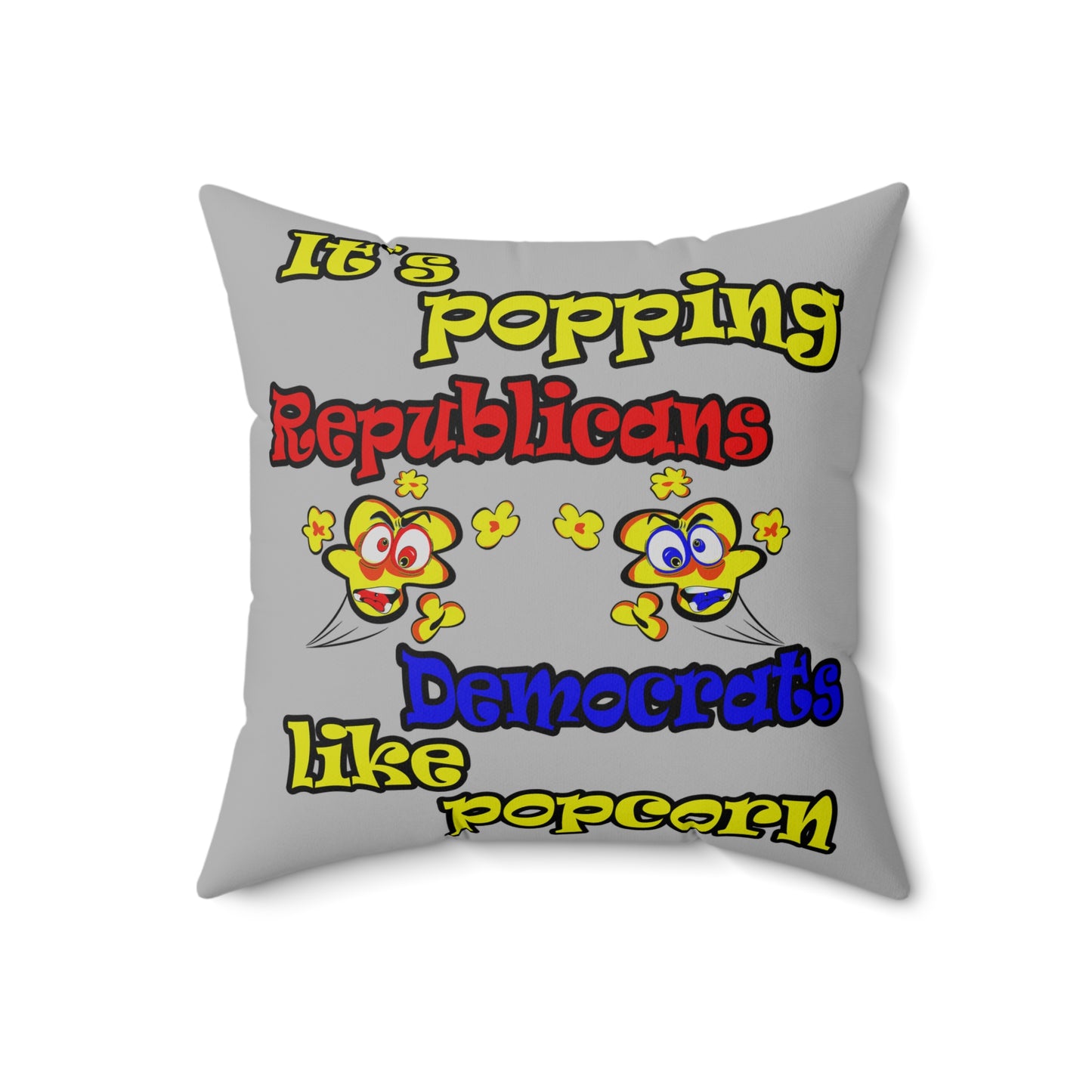popping like popcorn - Spun Polyester Square Pillow - (light grey)