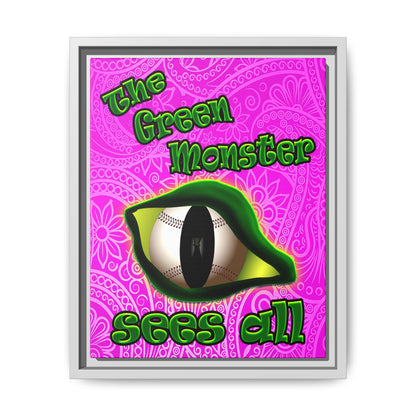 green monster - framed canvas art (pink swirl)