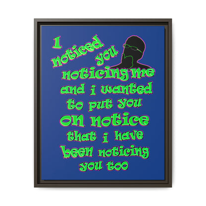 noticed you noticing - framed canvas art (dark blue)