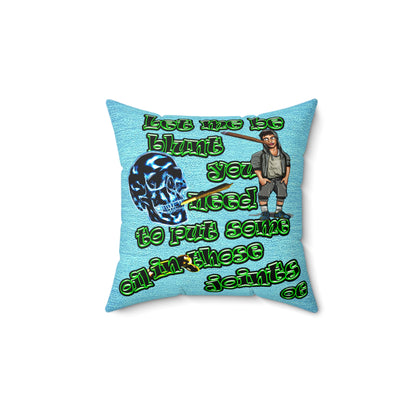og - Faux Suede Square Pillow - (faded blue)