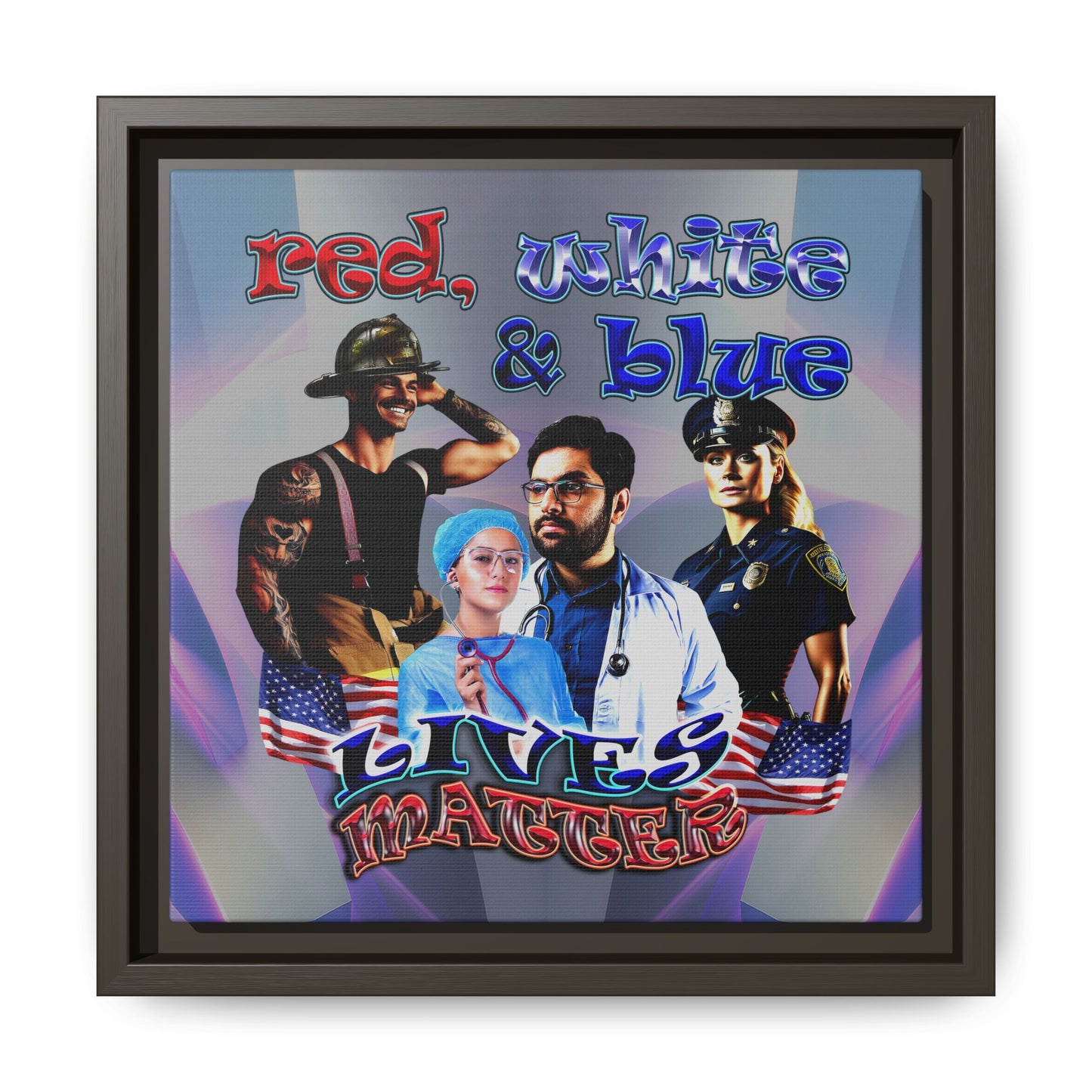 rw&b lives matter - framed canvas art (grey-pink wave)