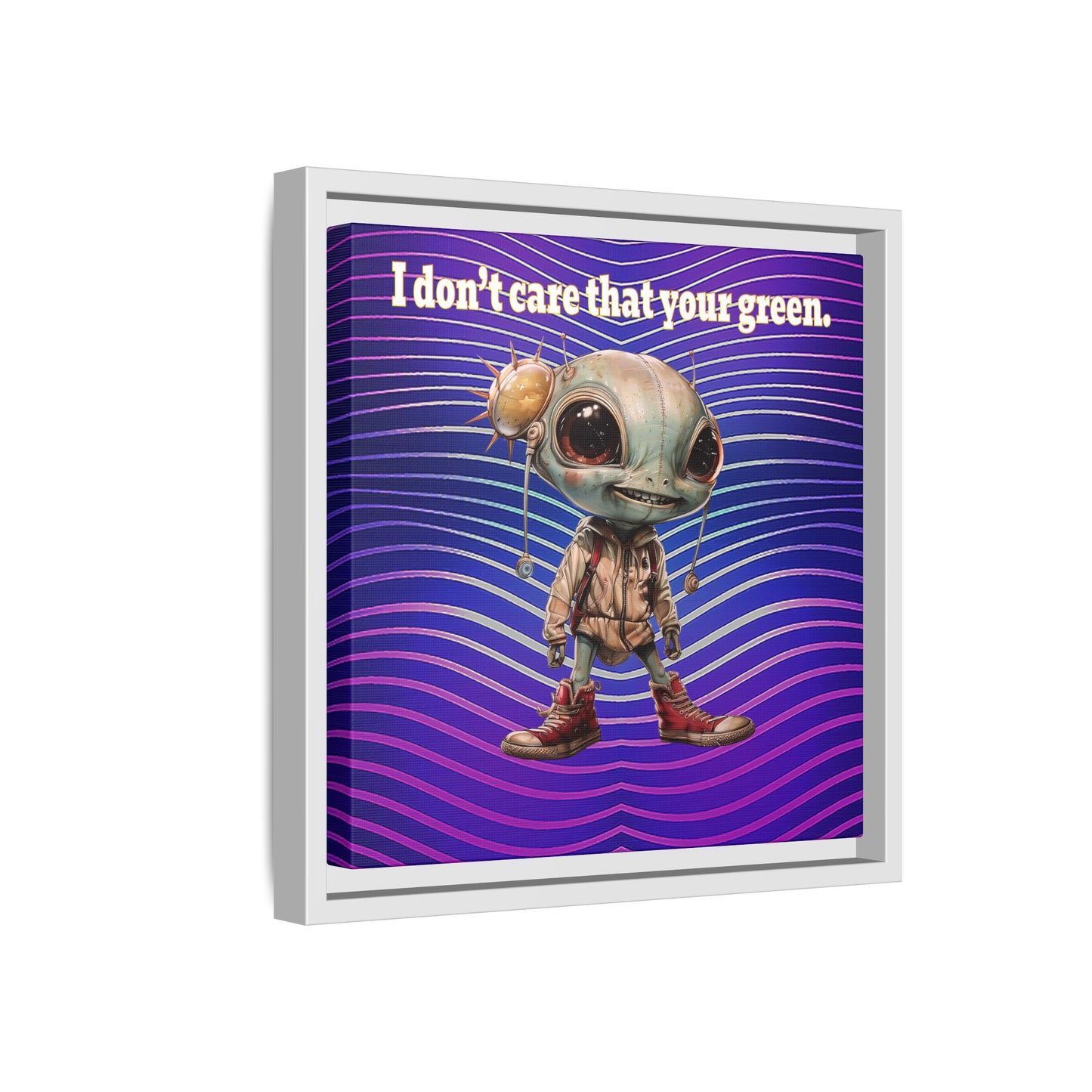 I don't care that your green - framed canvas art (purple wave)