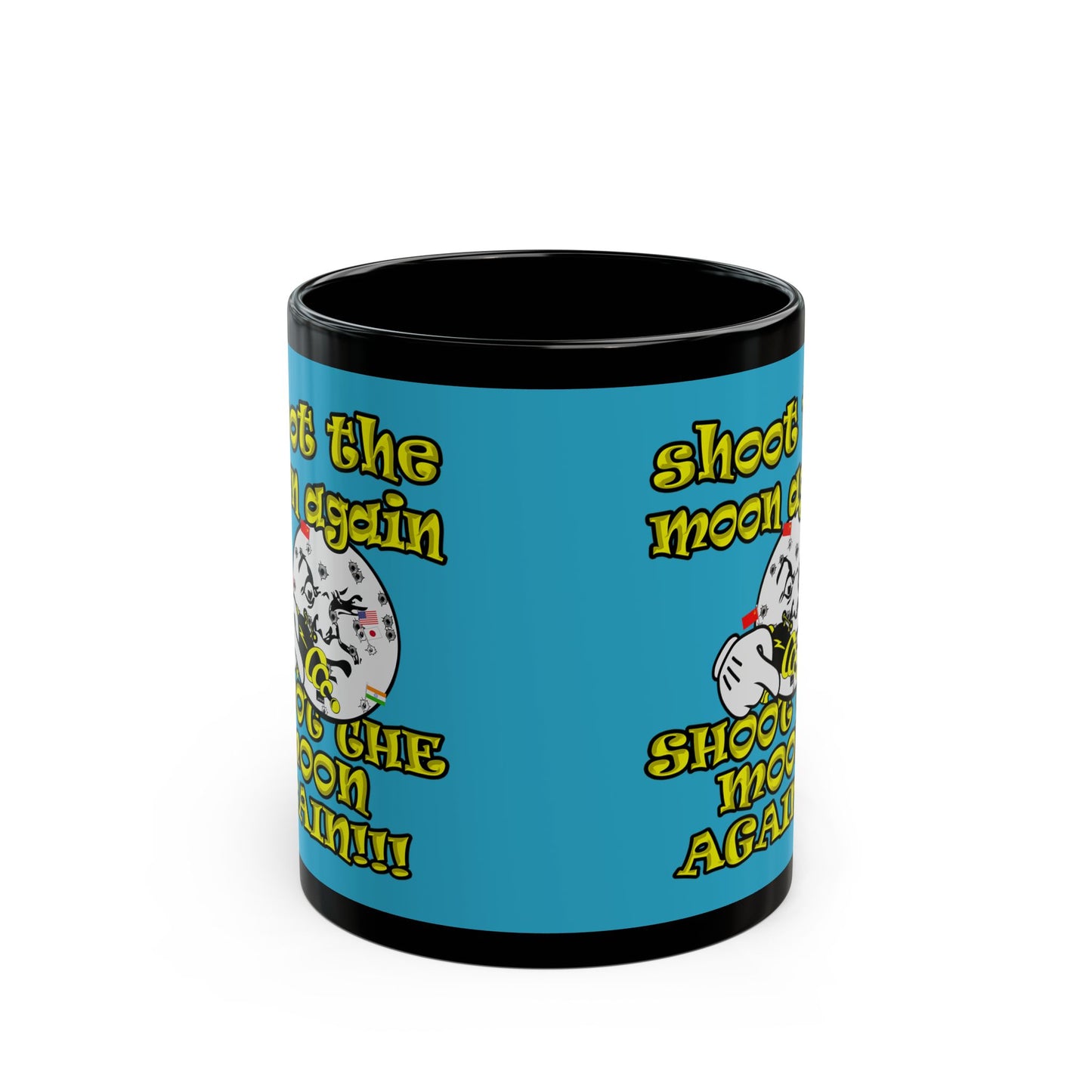 shoot the moon again - Black Mug (turquoise)