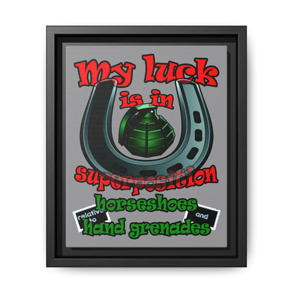 my luck - framed canvas art (grey)