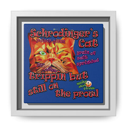 schrodinger's cat - framed canvas art (dark blue)