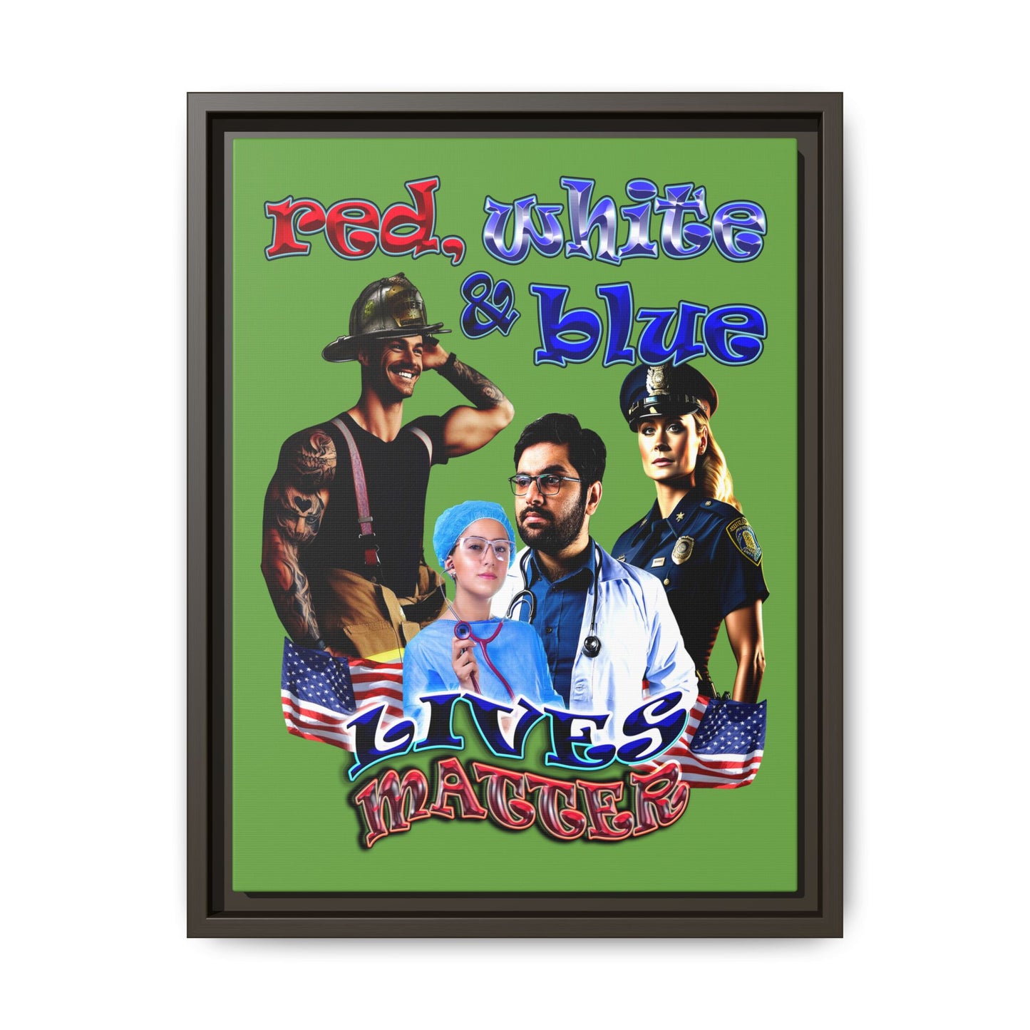 rw&b lives matter - framed canvas art (green)