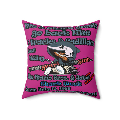 shark week - Faux Suede Square Pillow - (pink)