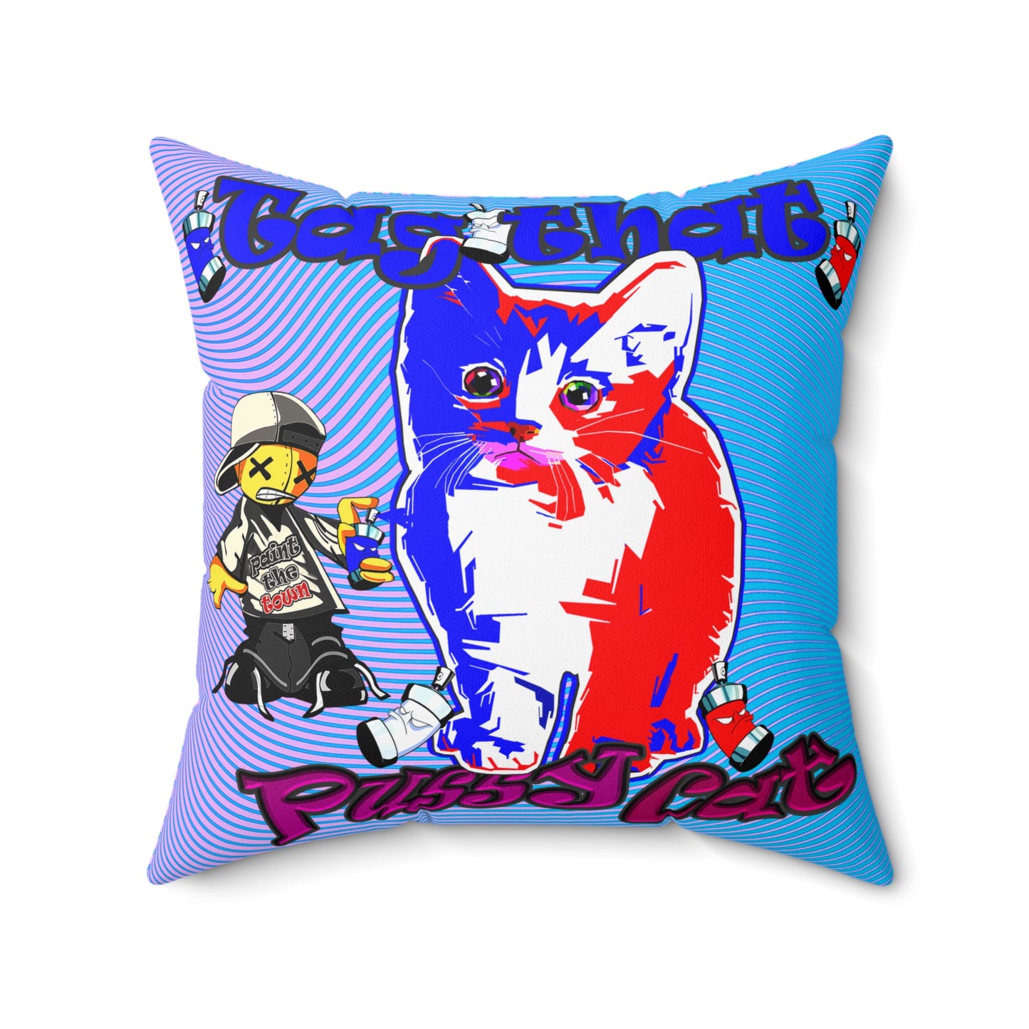 tag that - Spun Polyester Square Pillow - (light blue-purple wave)