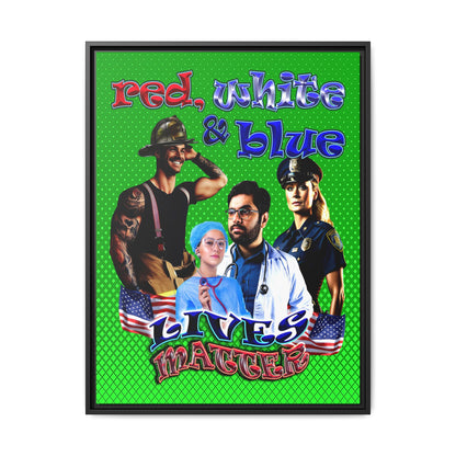 rw&b lives matter - framed canvas art (logo green)