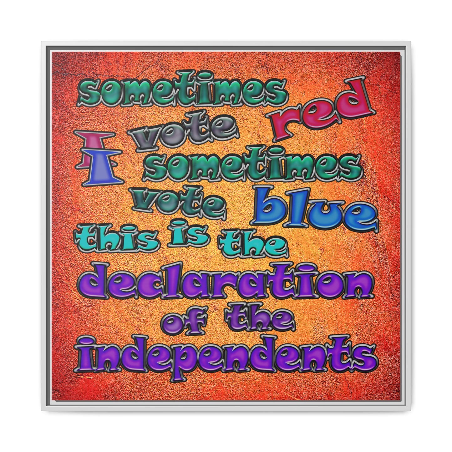 declaration of the independents - framed canvas art (burnt orange)