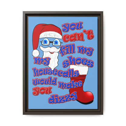 santa's shoes - framed canvas art (light blue)