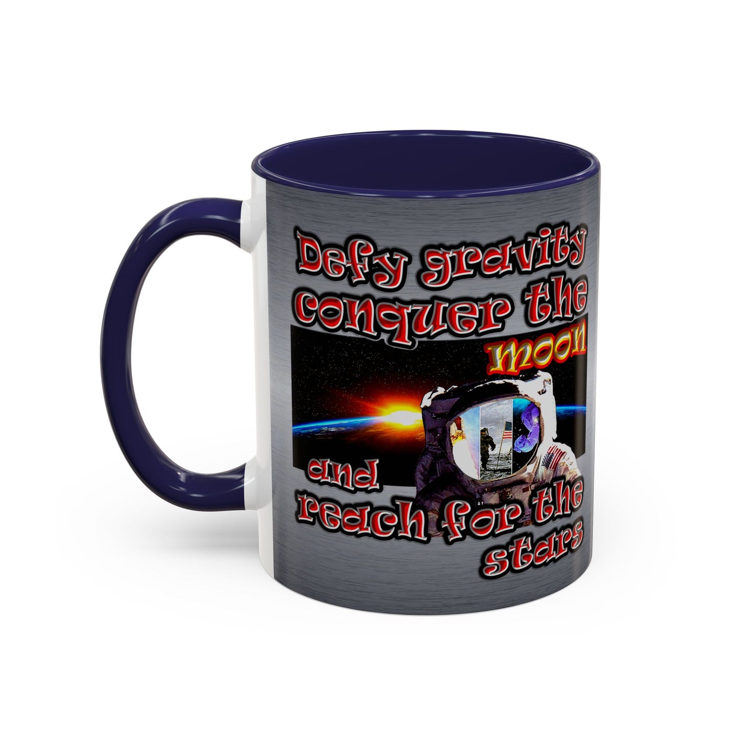 defy conquer reach - Accent Mug (brushed nickel)