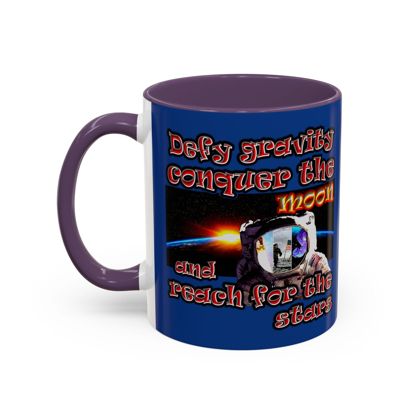 defy conquer reach - Accent Mug (dark blue)