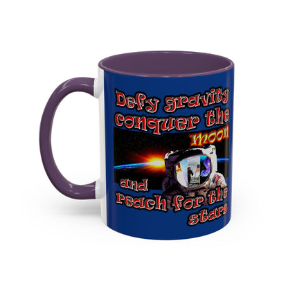 defy conquer reach - Accent Mug (dark blue)