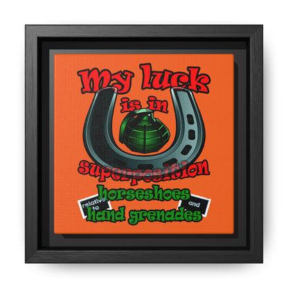 my luck - framed canvas art (orange)