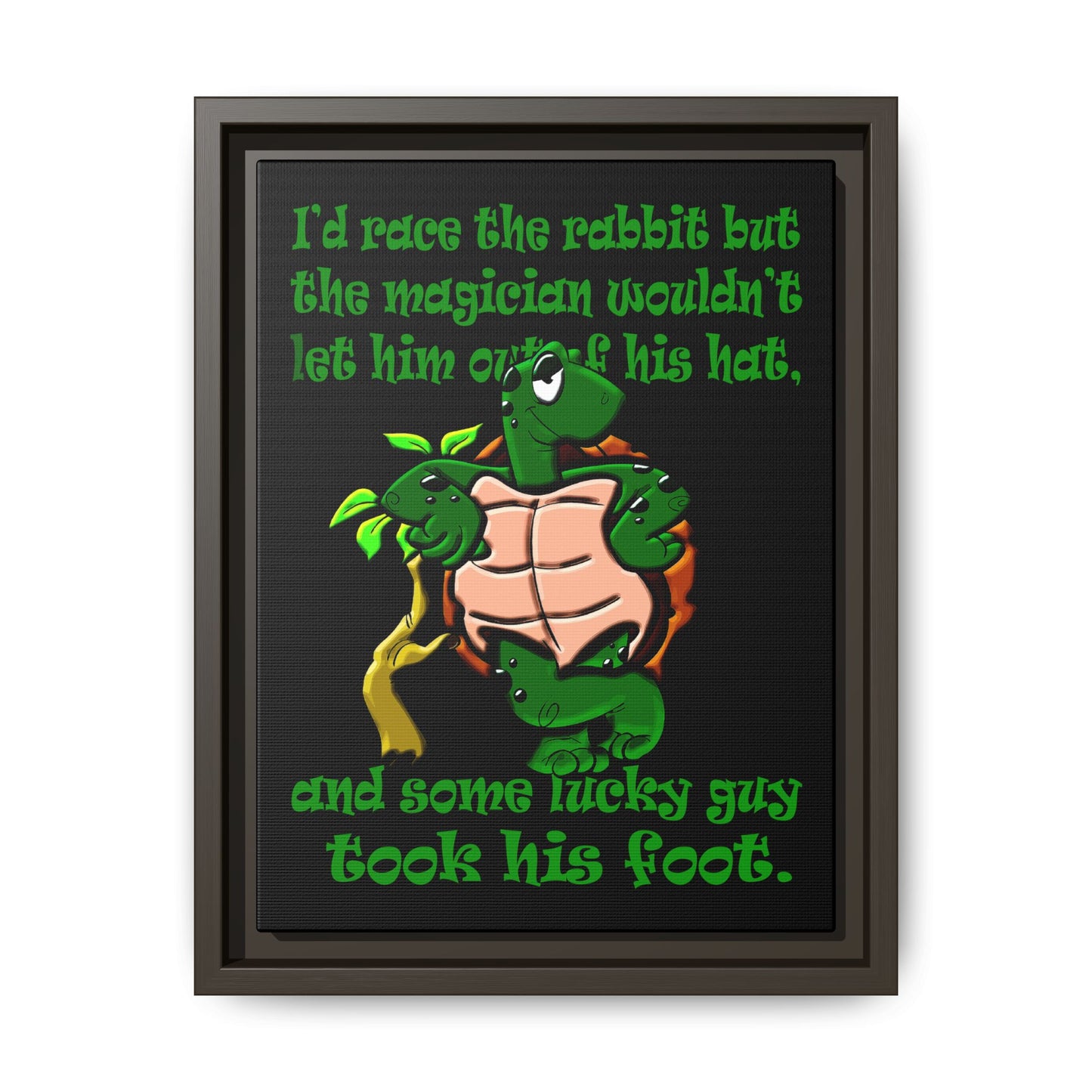turtle race - framed canvas art (black)