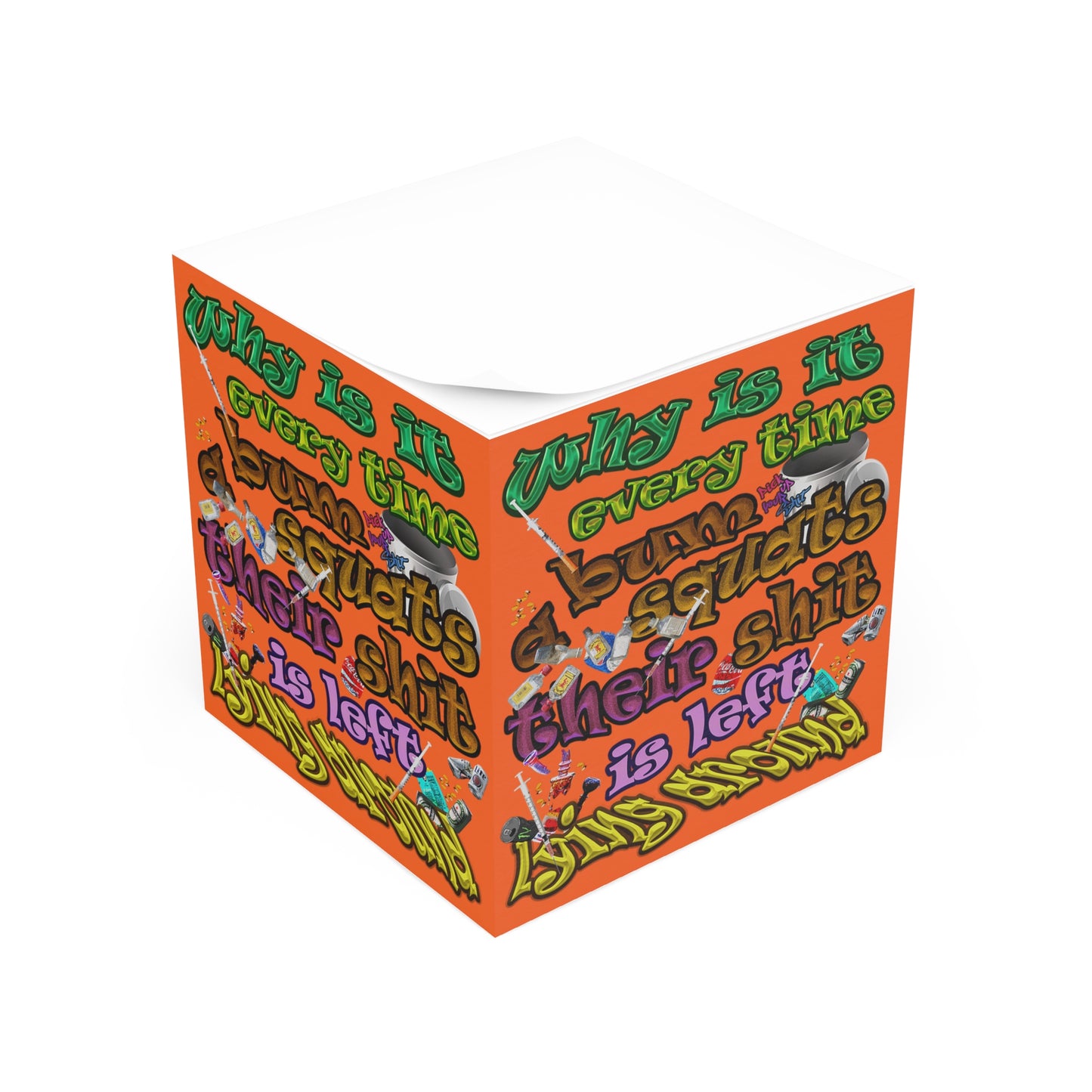 the bum's shit - note cube (orange)