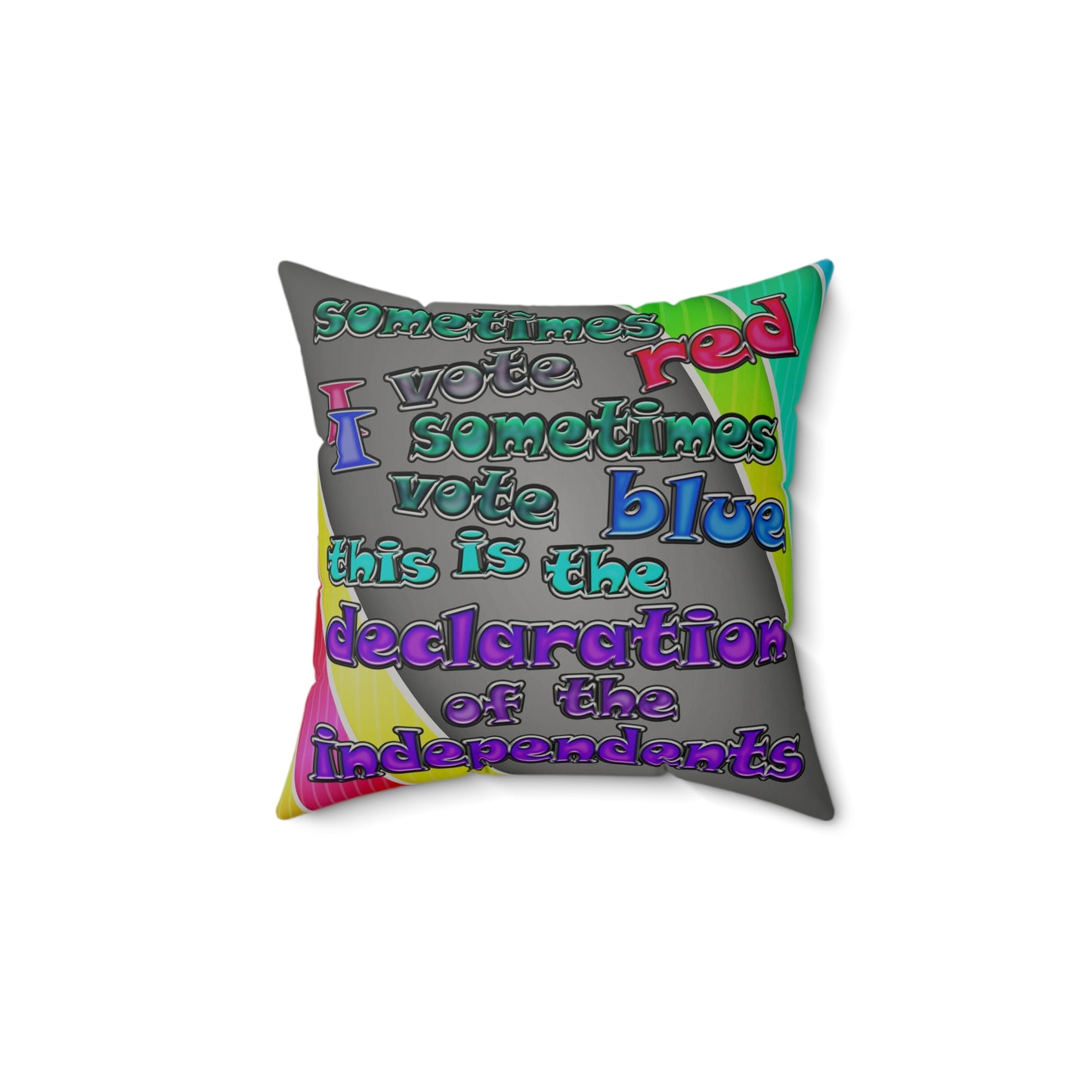 declaration of the independents - Faux Suede Square Pillow - (rainbow split)
