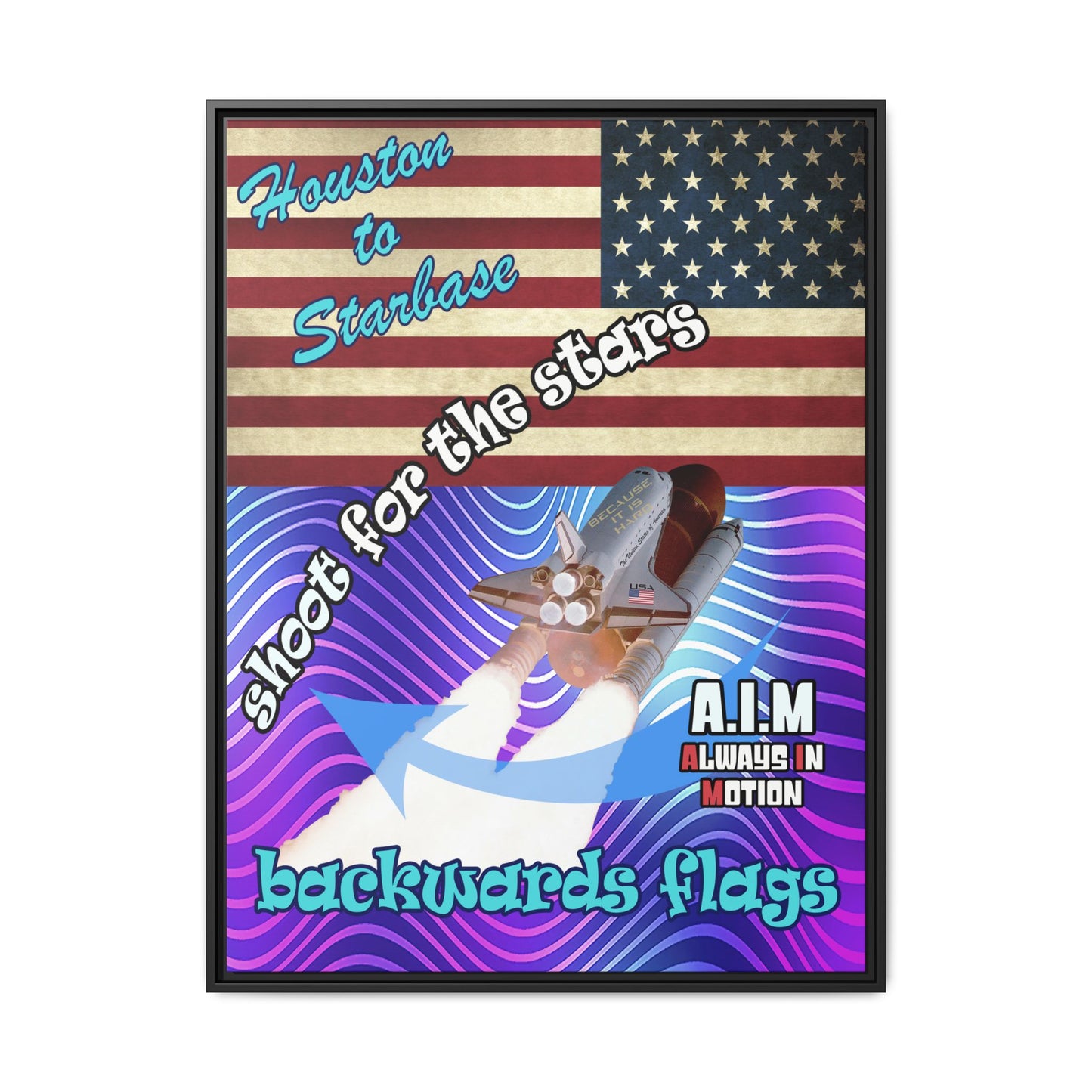 shoot for the stars - framed canvas art (purple wave)