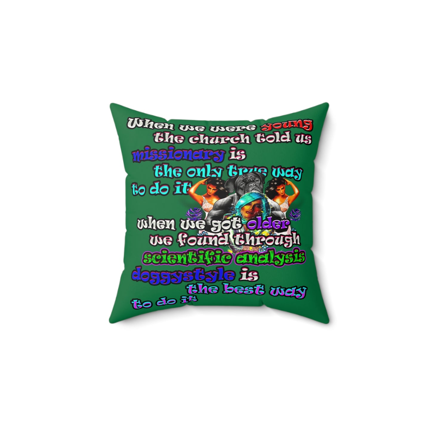 doggystyle - Faux Suede Square Pillow - (dark green)
