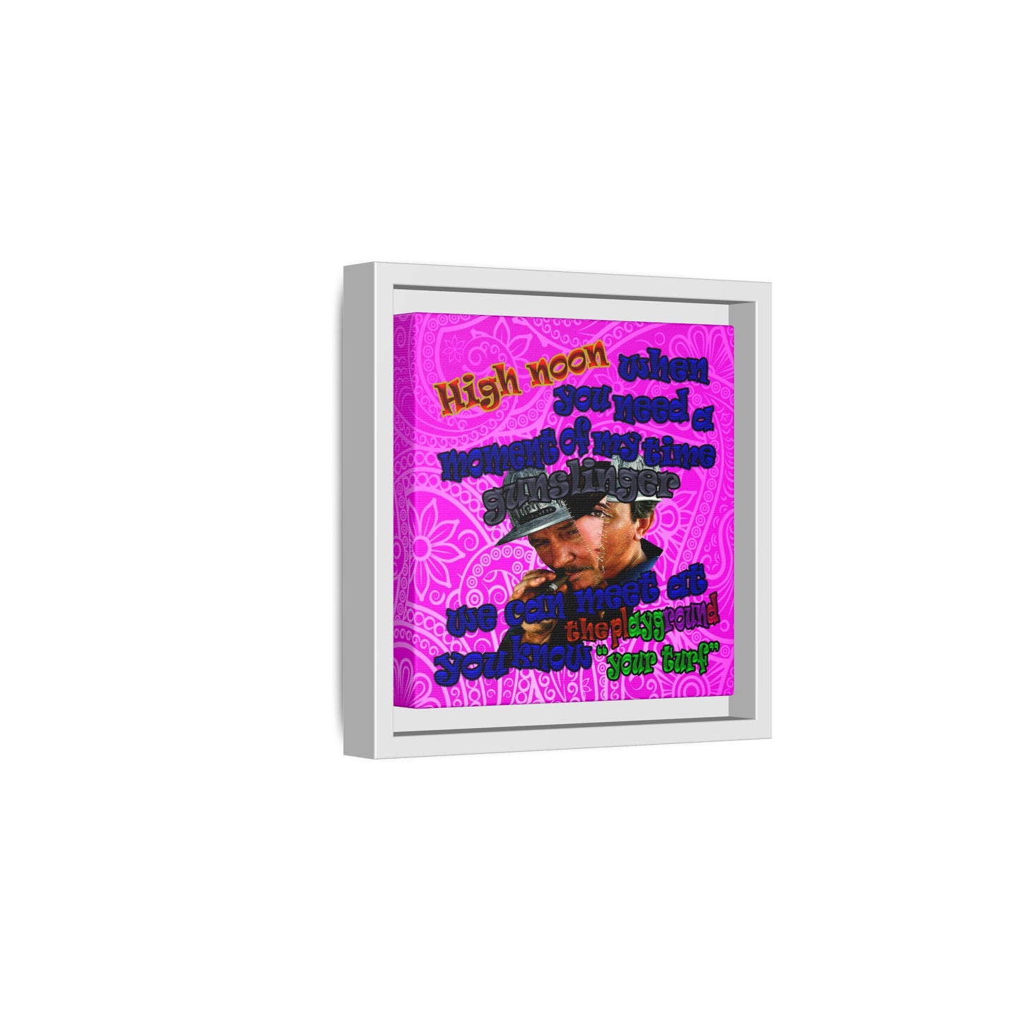 high noon - framed canvas art (pink swirl)
