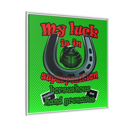 my luck - framed canvas art (logo green)