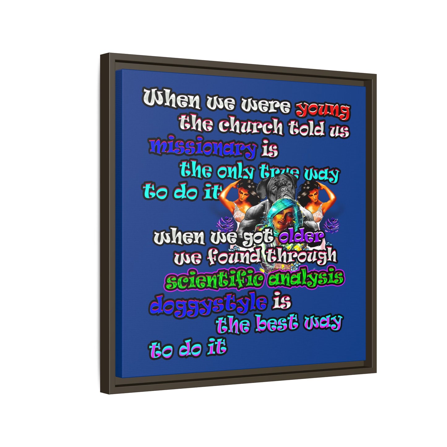 doggystyle - framed canvas art (dark blue)
