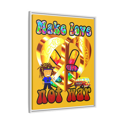 love peace - framed canvas art (yellow)