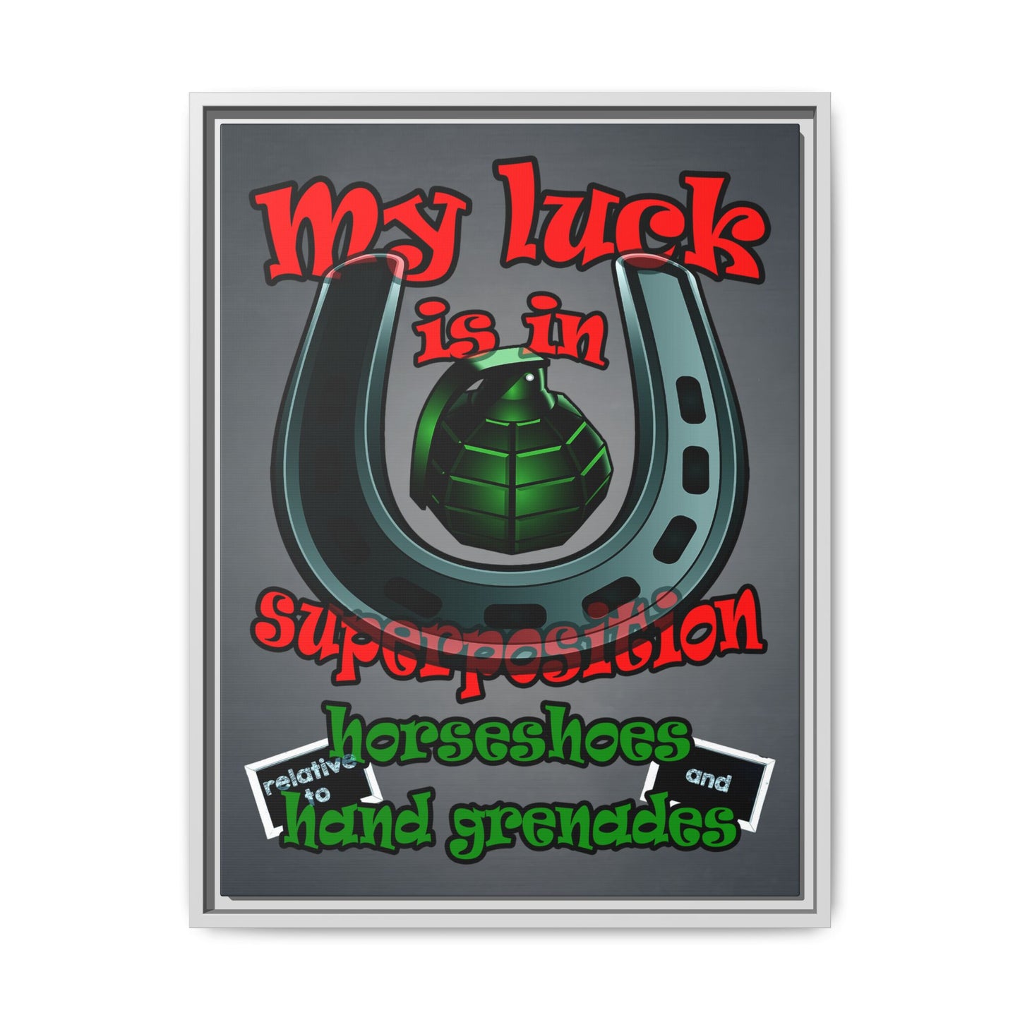 my luck - framed canvas art (grey-light grey)