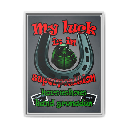 my luck - framed canvas art (grey-light grey)