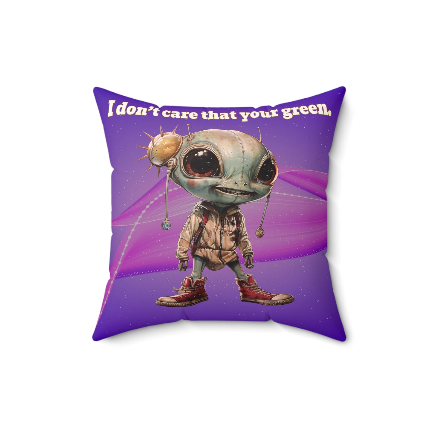 I don't care that your grey - Faux Suede Square Pillow - (purple-pink wave)