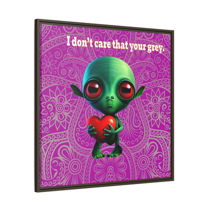 I don't care that your grey - framed canvas art (pink swirl)