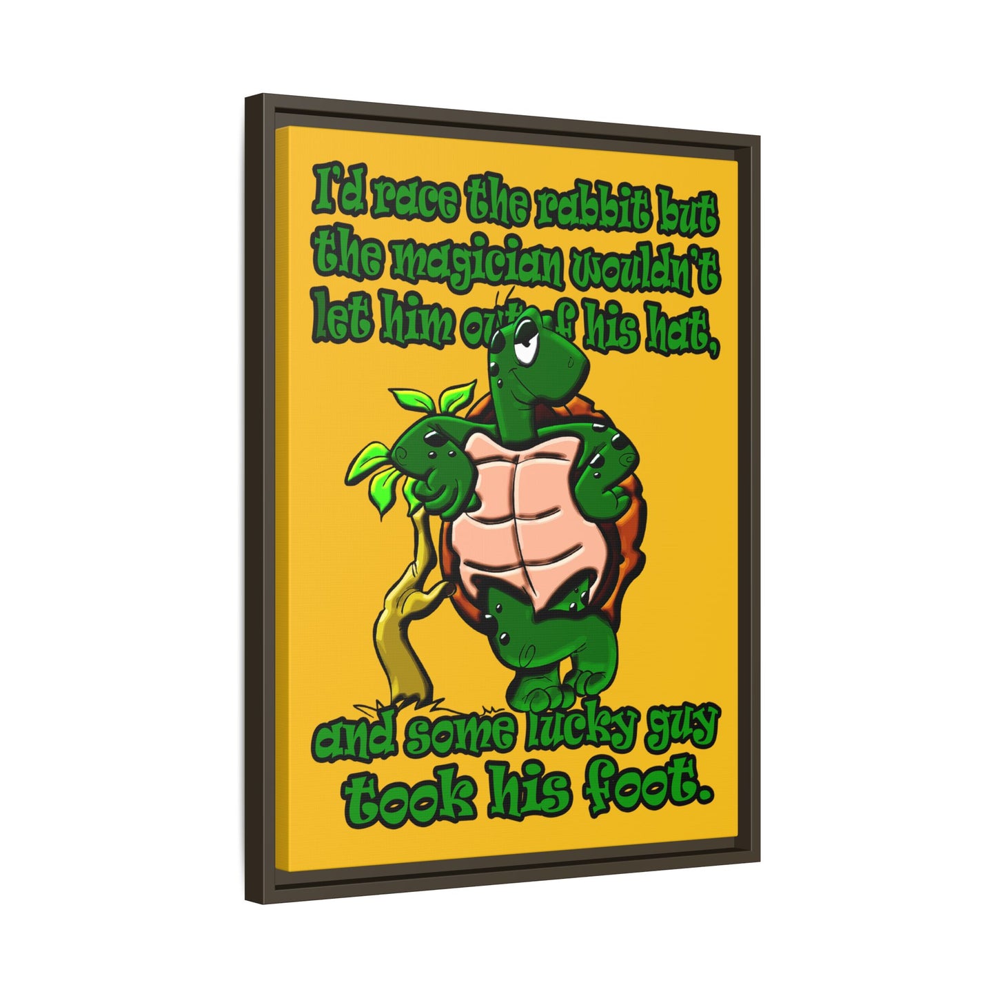 turtle race - framed canvas art (yellow)